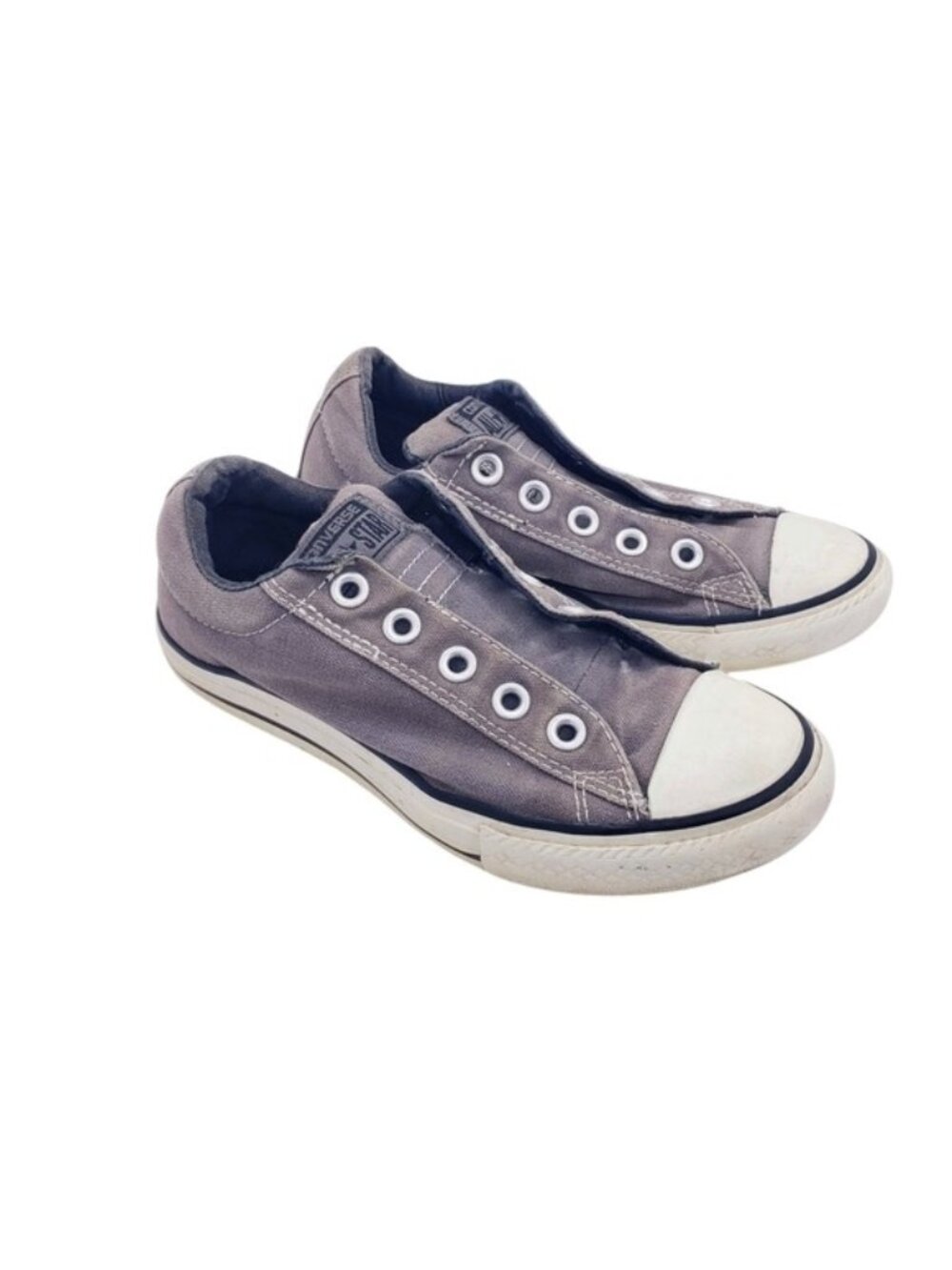 Converse Gray Canvas Low Top Chucks Slip On Shoes Boys Youth Size 2